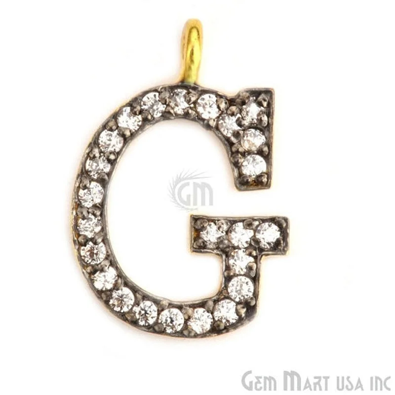 Bangles with sleek matte finish for subtlety -'G' Alphabet Charm CZ Pave Gold Vermeil Charm for Bracelet & Pendants