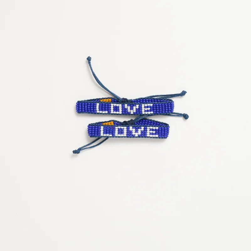 Bracelets with sunstone gems for fiery shine -FINAL SALE: Big & Kid Woven LOVE Bracelet Pack - Blue