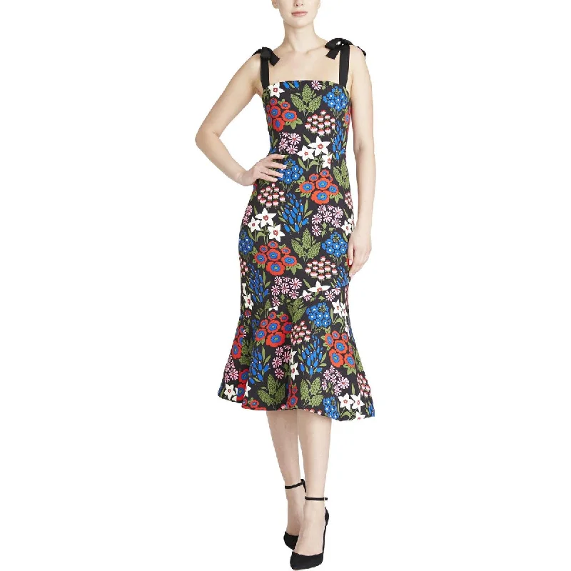 Capri Dresses for Playful -Amur Womens Below Knee Floral Print Midi Dress