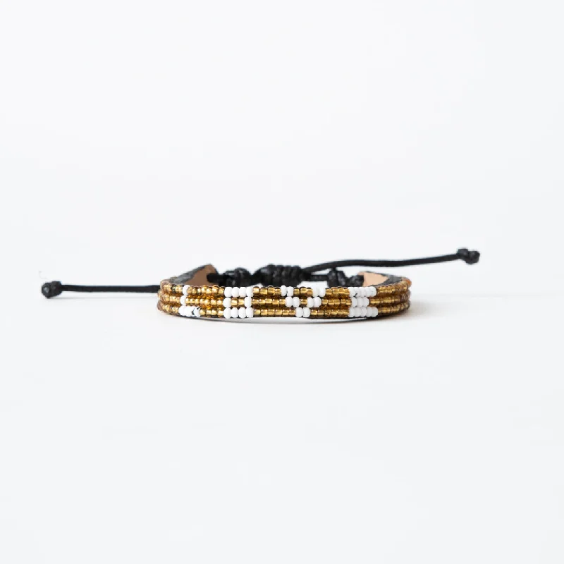 Bangles with twisted metal bands for flair -Skinny LOVE Bracelet - Gold/White