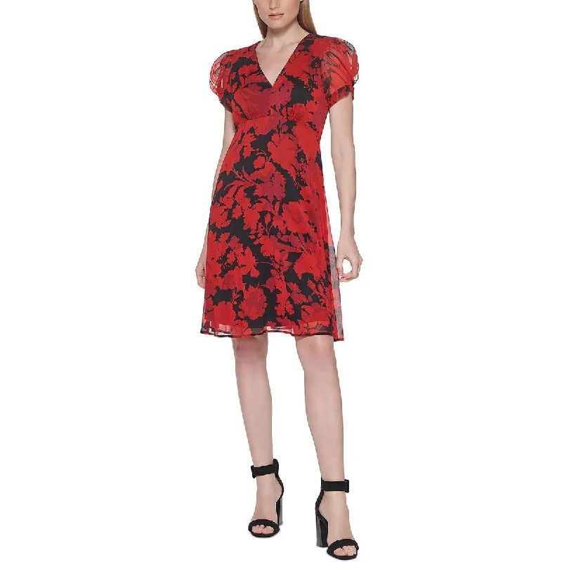 Valentine's Day Dresses for Romance -Calvin Klein Womens Plus Floral Print Evening Wear Mini Dress