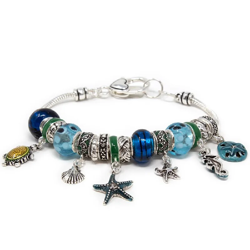 Bangles with blue quartz for cool tones -Charm Bracelet Blue Star Fish