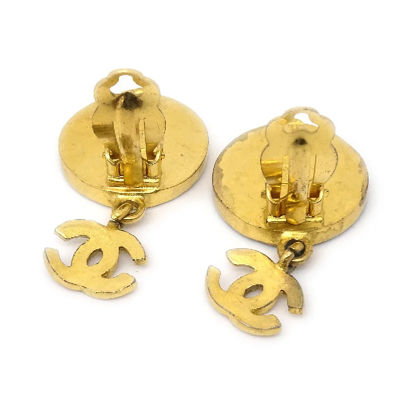 Nickel Free Drop Earrings for Safety -Chanel Earrings Clip-On Pearl Gold 95A