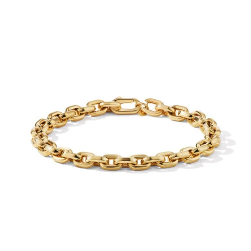 Bangles with polished onyx for bold sleekness -Deco Chain Link Bracelet in 18K Yellow Gold, Size Medium