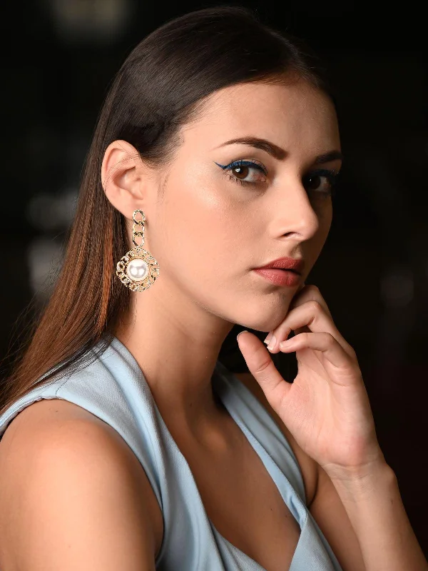 Drop Earrings for Festival Style -Odette Women Gold Metal Earrings