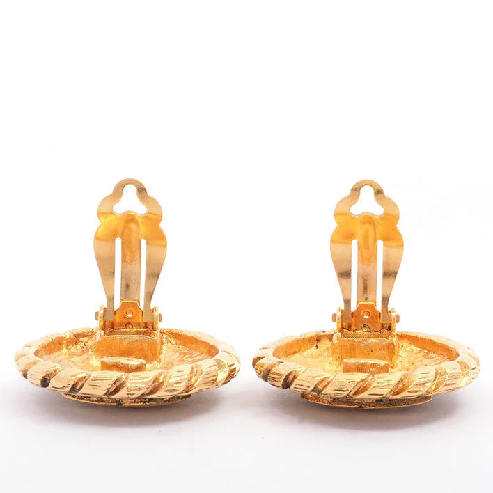 African Drop Earrings with Culture -Chanel Earrings Clip-On Gold