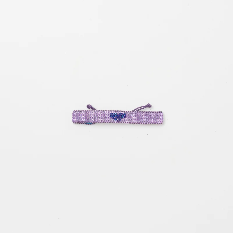 Bracelets with wave engravings for ocean vibes -Woven Heart Bracelet - Violet/Ink