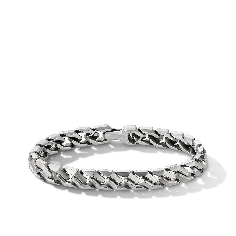 Bangles with personalized initial charm engravings -David Yurman The Chain Collection Bracelet in Sterling Silver