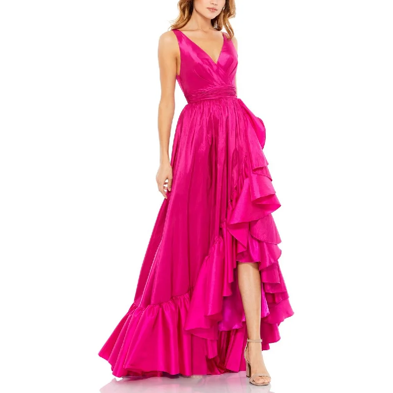 Solid Color Dresses for Simple -Mac Duggal Womens Taffeta Ruffled Evening Dress