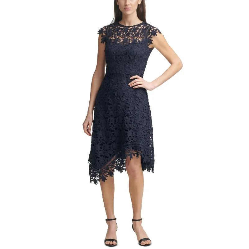 Printed Dresses with Patterns -Eliza J Womens Lace Overlay Asymmetric Cocktail And Party Dress