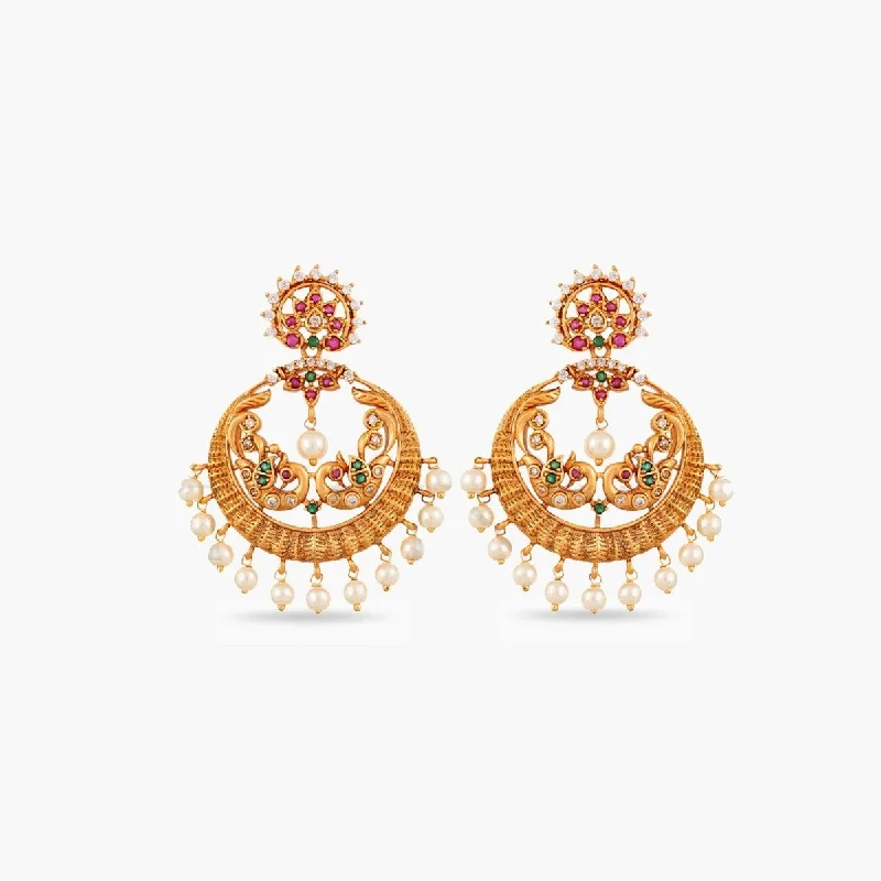 Lead Free Drop Earrings for Health -Vyoma Antique Chandbali Earrings