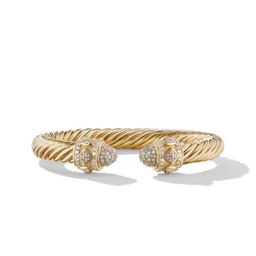 Bangles with sleek matte finish for subtlety -Renaissance Bracelet in 18K Yellow Gold with Pavé Diamonds