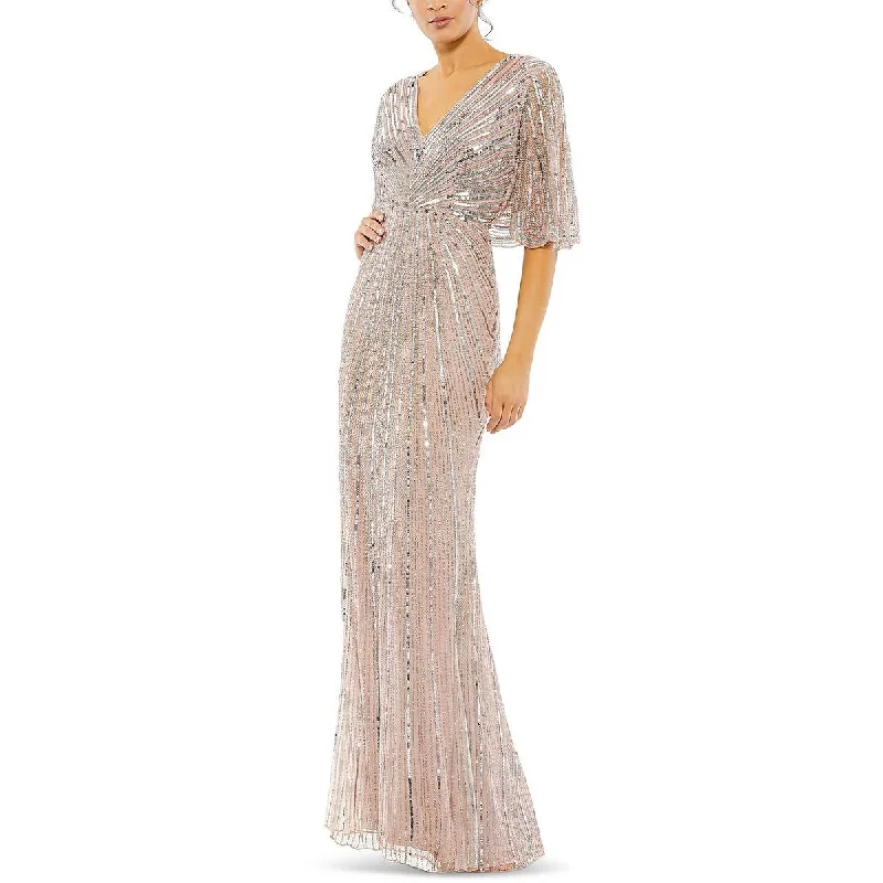 Christmas Dresses for Holiday -Mac Duggal Womens Sequined Maxi Evening Dress