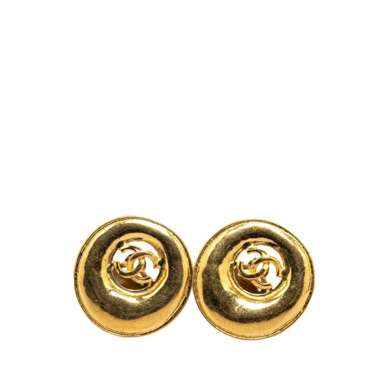 Drop Earrings with Etched Designs -Chanel   Plating Clip Earrings (Pre-Owned)