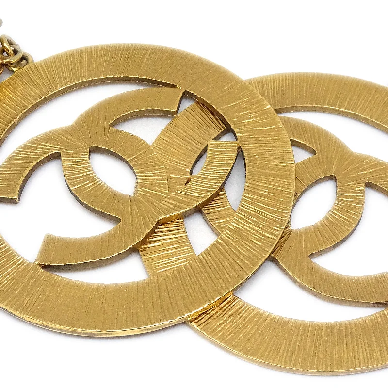 Drop Earrings with Filigree Work -Chanel Hoop Dangle Earrings Clip-On Gold 27