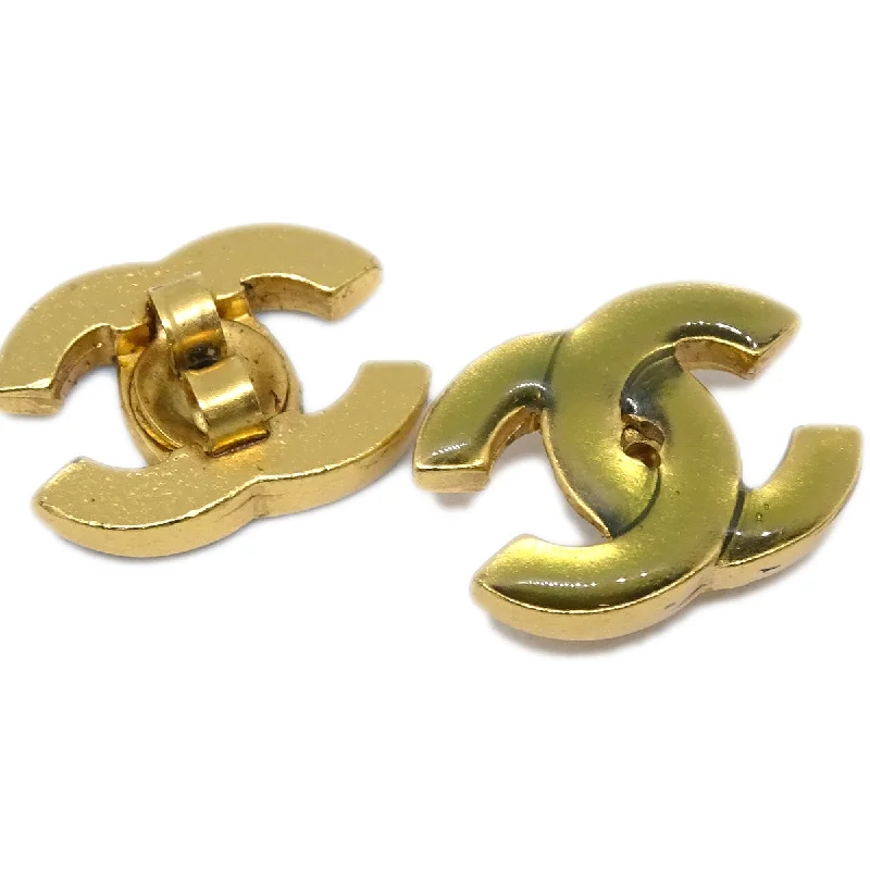 Maximalist Drop Earrings for Bling -Chanel Flower Piercing Earrings Gold Green 03P