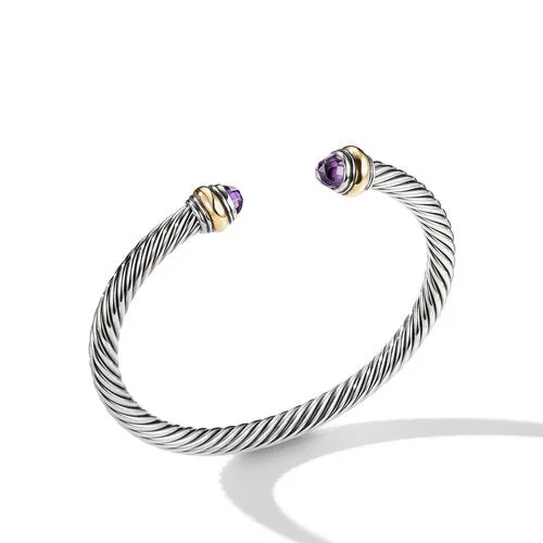 Bracelets with leather wrap for edgy look -David Yurman The Cable Collection® Bracelet in Silver and 14-Karat Yellow Gold