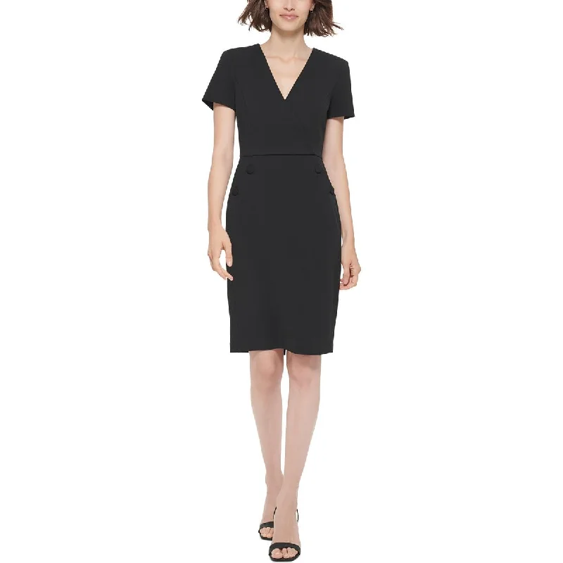 Fashionable Dresses for Style -Calvin Klein Womens Faux Wrap Work day wear Sheath Dress