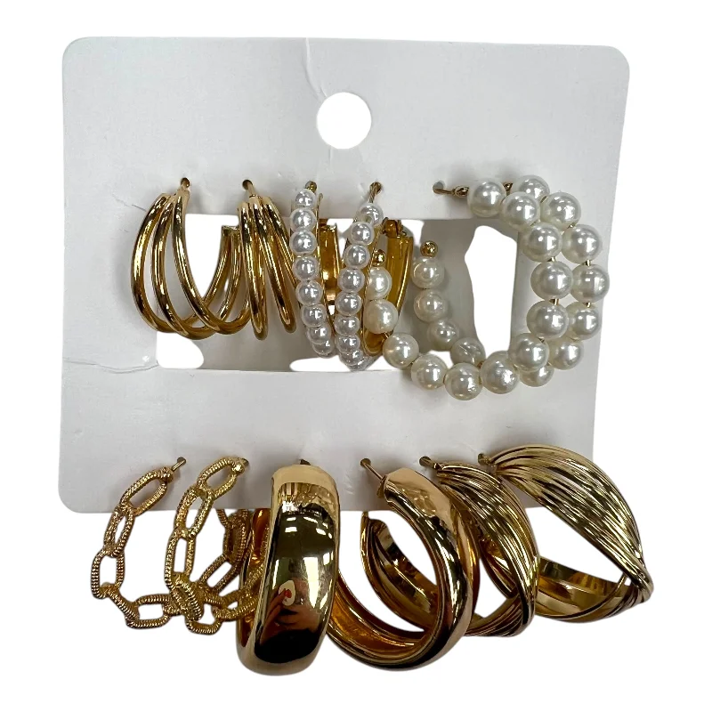 Animal Print Drop Earrings for Fun -Earrings Hoop By Clothes Mentor In Gold, Size:06 Piece Set