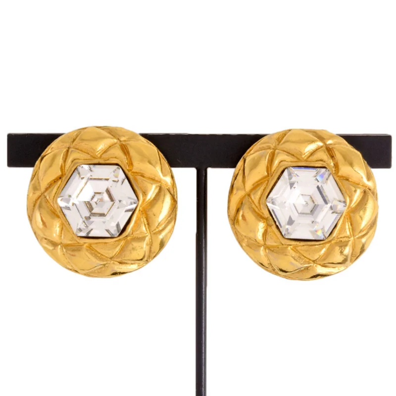 Drop Earrings for Festival Style -Chanel  Plating Rhinestone Clip Earrings (Pre-Owned)