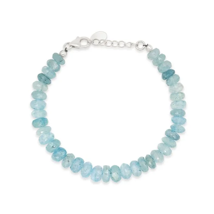 Bracelets with star sapphire for unique shine -Raw Aquamarine Beaded Bracelet by Camille Kostek