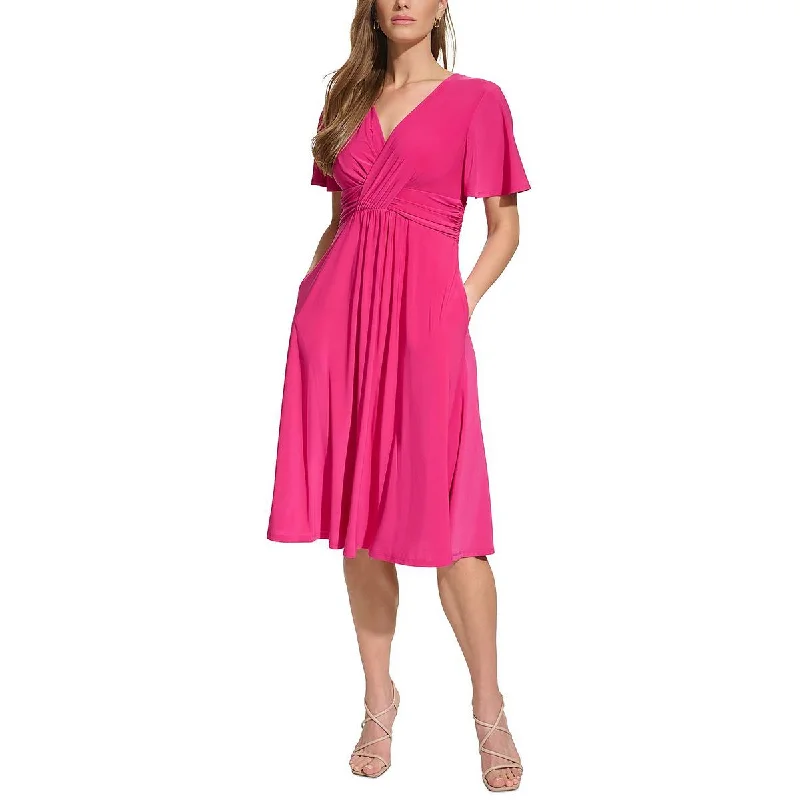 Elastic Dresses for Fit -Jessica Howard Womens Crossover Midi Cocktail And Party Dress