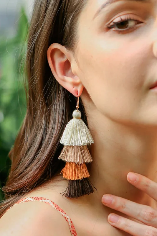 Detachable Drop Earrings with Charms -Layered Tassel Earrings