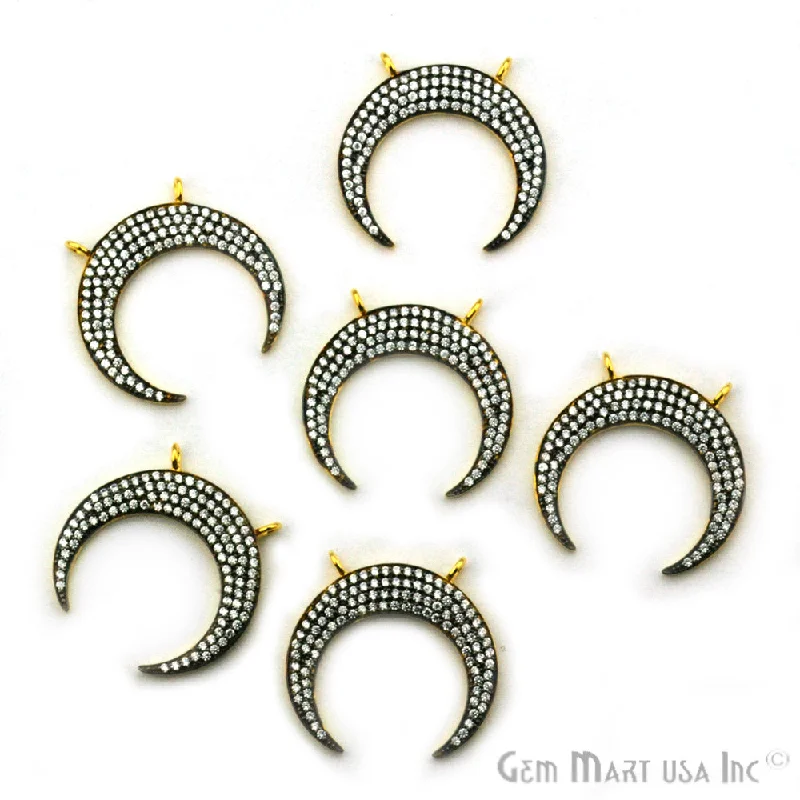 Bracelets with black diamond for bold edge -'Moon' CZ Pave Gold Vermeil Charm for Bracelet & Pendants