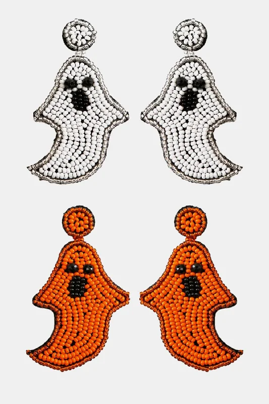 Drop Earrings with Knot Designs -Ghost Shape Beaded Dangle Earrings