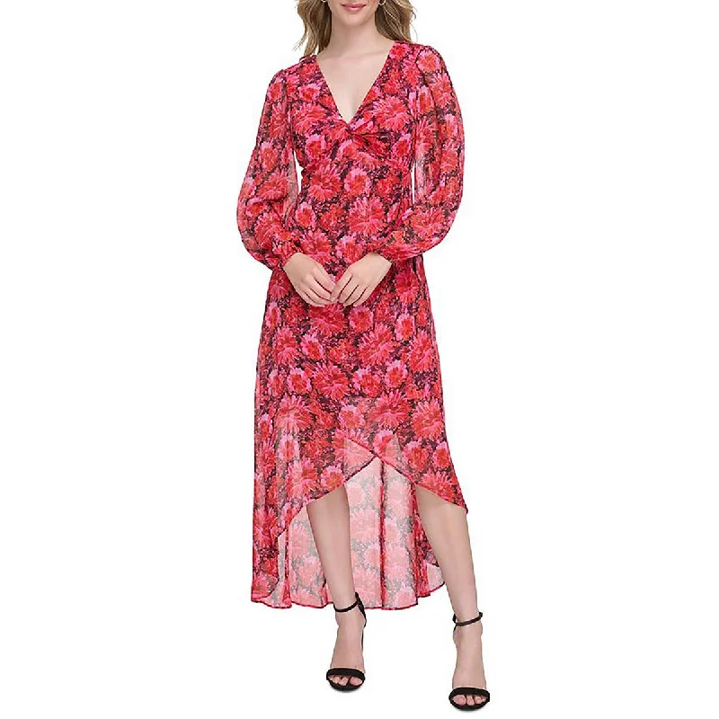 Faux Leather Dresses for Affordable -Guess Womens Floral Print Hi-Low Cocktail And Party Dress