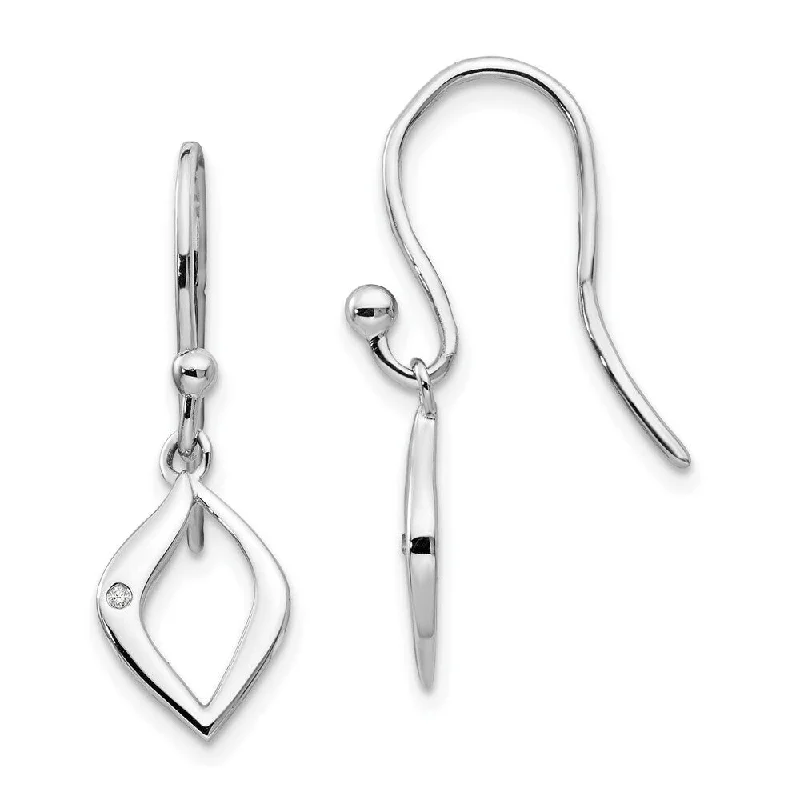 Detachable Drop Earrings with Charms -925 Sterling Silver Diamond Earrings (L-28 mm, W-9 mm)