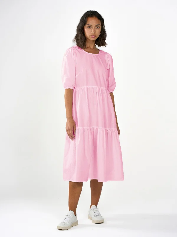 White Dresses for Pure Look -Puff sleeve poplin dress - Parfait Pink