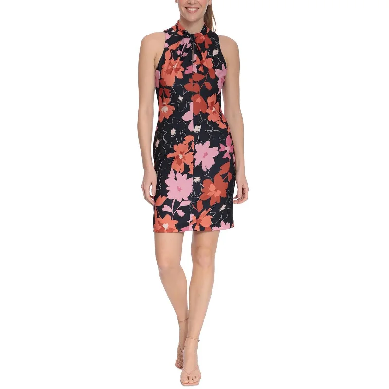 Sequined Dresses for Sparkle -London Times Womens Petites Floral Halter Sheath Dress