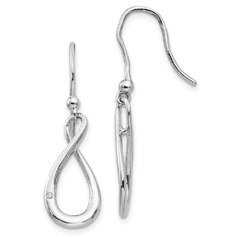 Drop Earrings with Embossed Patterns -925 Sterling Silver Diamond Earrings (L-17 mm, W-10.5 mm)