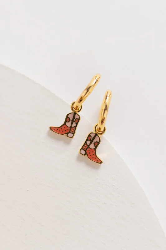 Drop Earrings for Prom Night -Cove Cowboy Boots Huggies Earrings