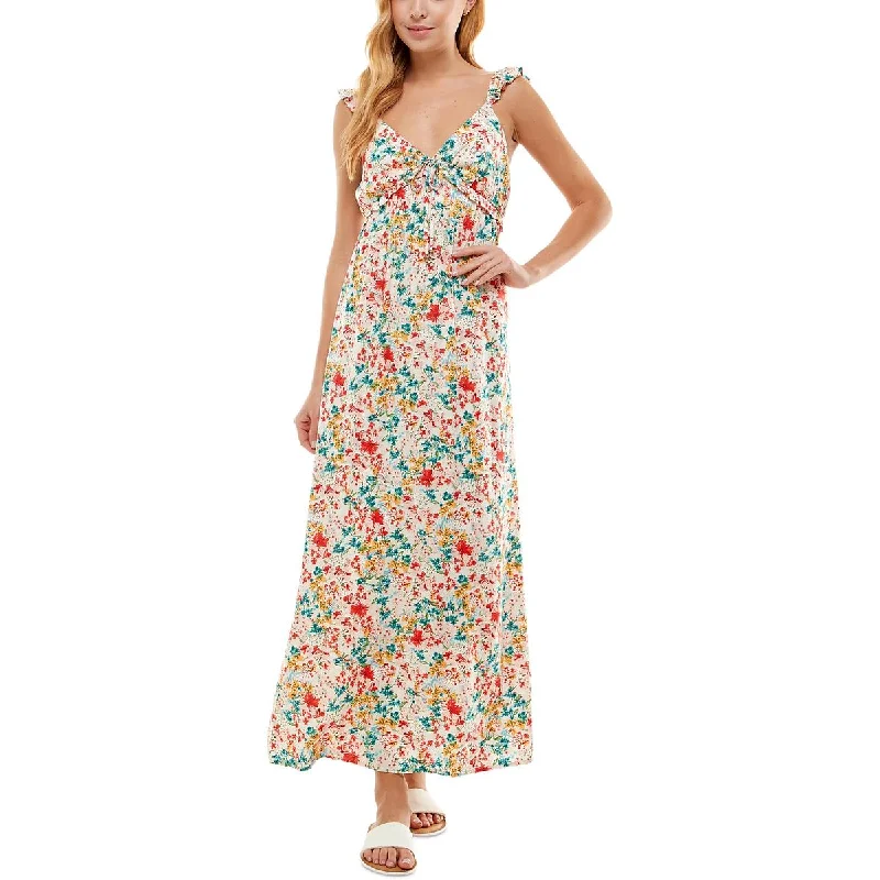 Bohemian Dresses with Tassels -Kingston Grey Womens Juniors Floral Print Long Maxi Dress