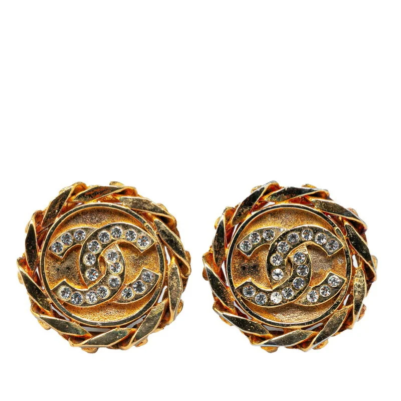 Drop Earrings for Casual Outfit -Chanel  Rhinestone Clip Earrings (Pre-Owned)