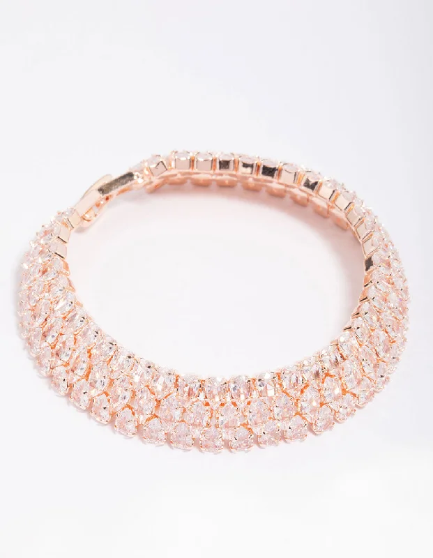 Bangles with gothic-inspired engravings for drama -Rose Gold Multi Stone Tennis Bracelet