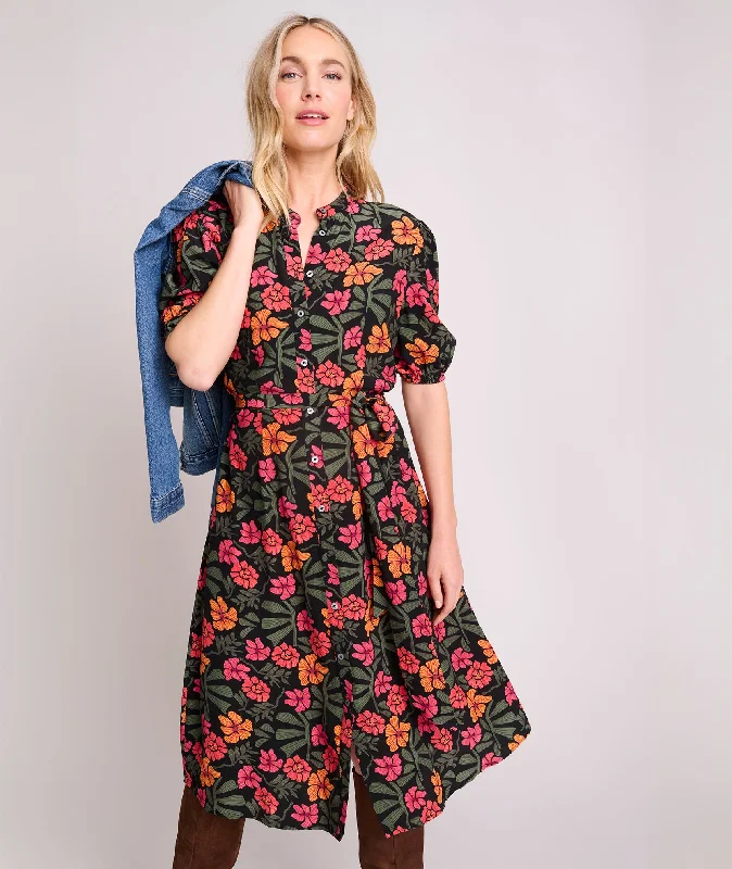 Lace Dresses for Delicate -Short-Sleeve Floral Alix Midi Dress