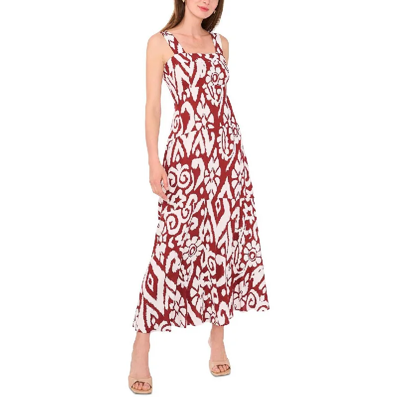 Faux Leather Dresses for Affordable -MSK Womens Printed Square Neck Maxi Dress