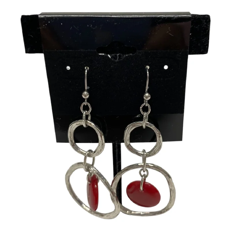 Magnetic Closure Drop Earrings for Easy -Earrings Dangle/Drop By Chicos In Grey & Red