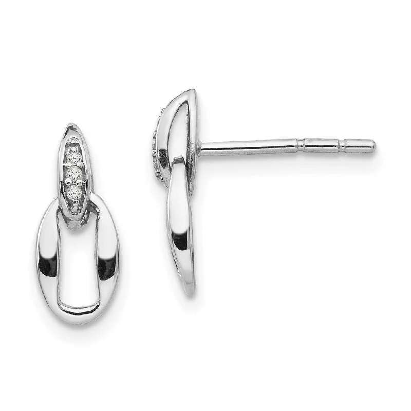 Drop Earrings for Party Look -925 Sterling Silver Diamond Earrings (L-9 mm, W-6 mm)