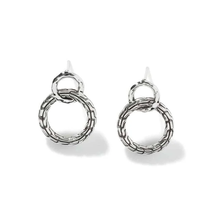 Hoop earrings with oversized designs for a bold, fashion-forward statement-John Hardy Carved Chain Interlocking Earrings in Sterling Silver