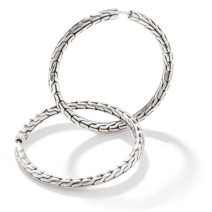 Hoop earrings with braided patterns for a detailed and textured finish-John Hardy Classic Chain Medium Hoop Earrings in Sterling Silver