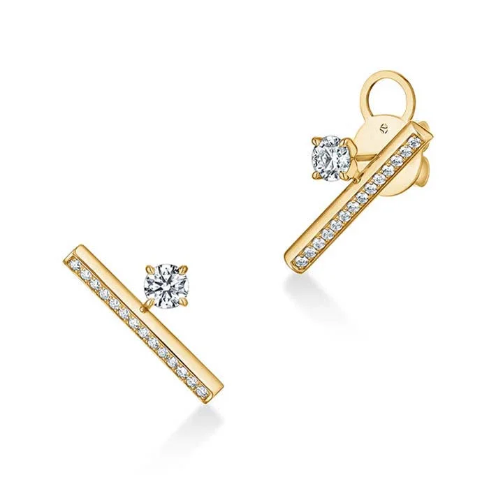 Best hoop earrings with twisted rope designs for a nautical-inspired style-Hearts On Fire Barre Single Diamond Pavé Climber Earrings in 18K Yellow Gold