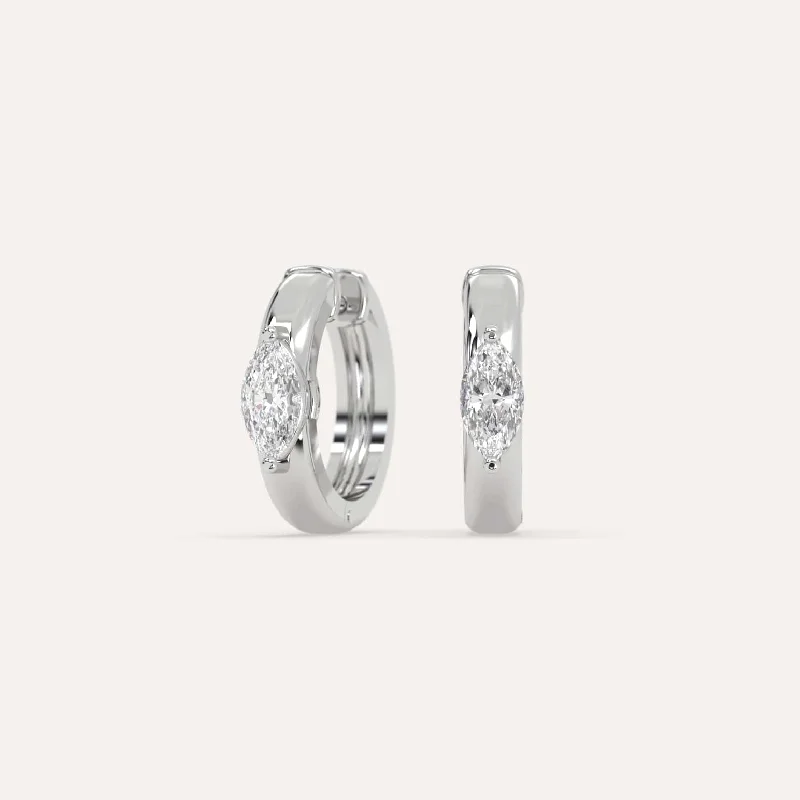 Hoop earrings with removable pendants for a versatile and customizable accessory-1/2 carat Marquise Diamond Hoop Earrings