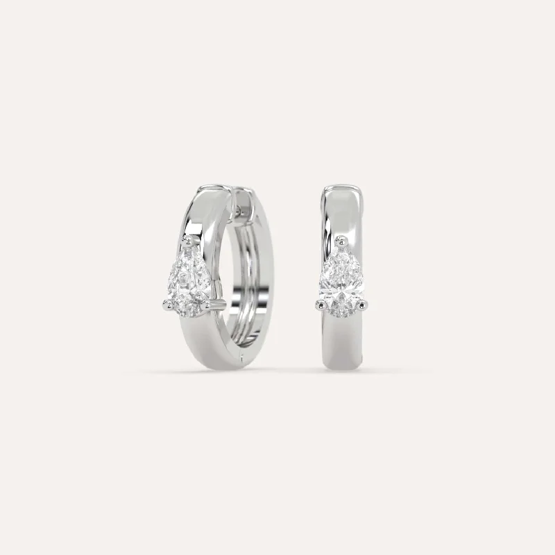 Best hoop earrings with lever-back closures for secure and easy wear-1/2 carat Pear Diamond Hoop Earrings