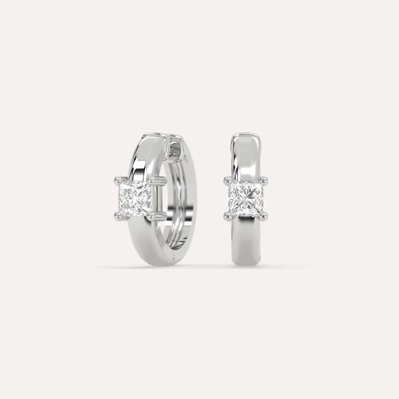 Hoop earrings with textured finishes for a vintage and classic style-1/2 carat Princess Diamond Hoop Earrings