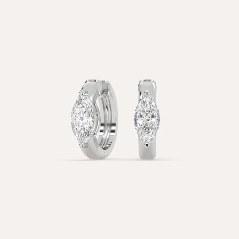 Best hoop earrings with detachable studs for a versatile and adjustable accessory-1 carat Marquise Diamond Hoop Earrings