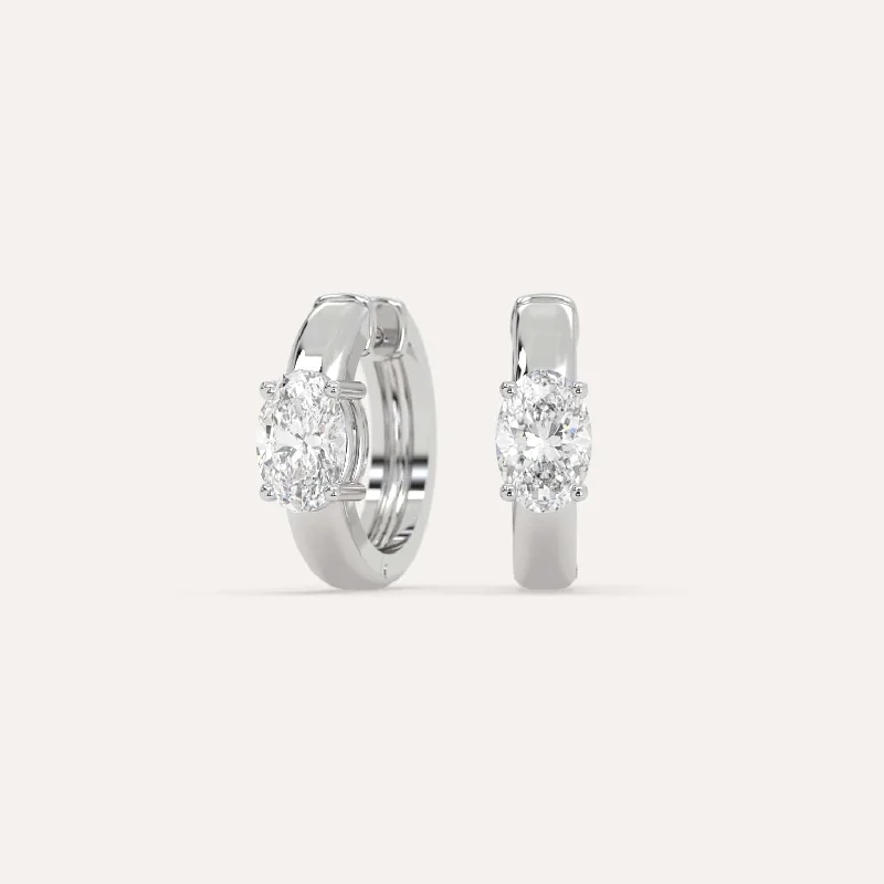 Large hoop earrings for a bold and statement-making fashion accessory-1 carat Oval Diamond Hoop Earrings